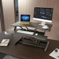 New 34" Ergonomic Standing Desk Converter Stand up Desk Riser - Height Adjustable Tabletop Workstation Riser