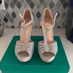Still Available ~ Silver Sparkly Strappy High Heels