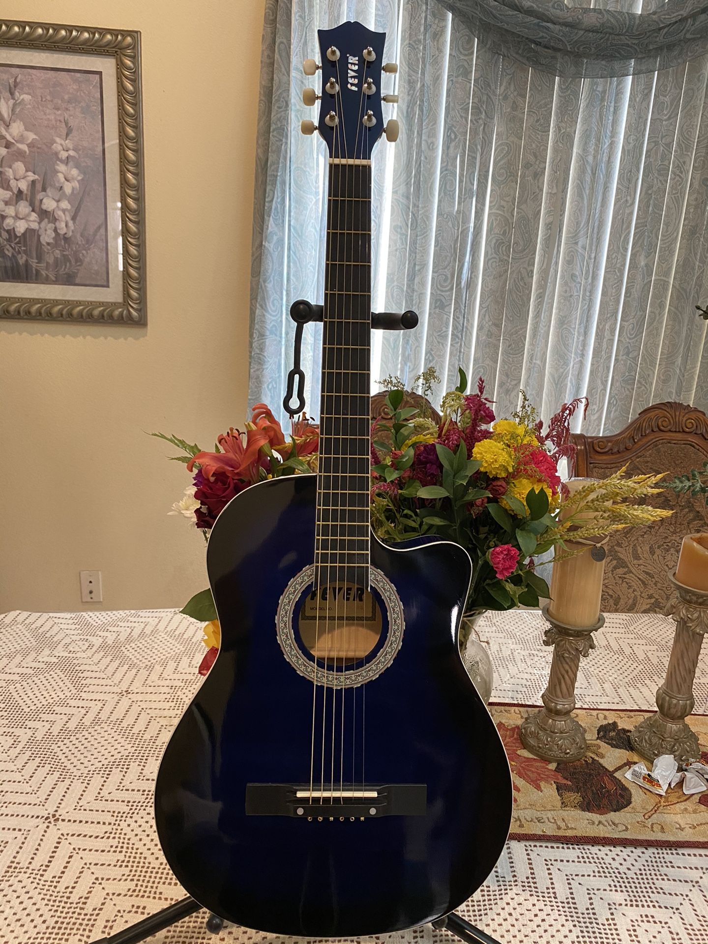 blue fever 38 inches classic acoustic guitar with metal strings