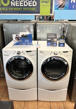 Whirlpool Frontload Washer and Dryer Set with Pedestal