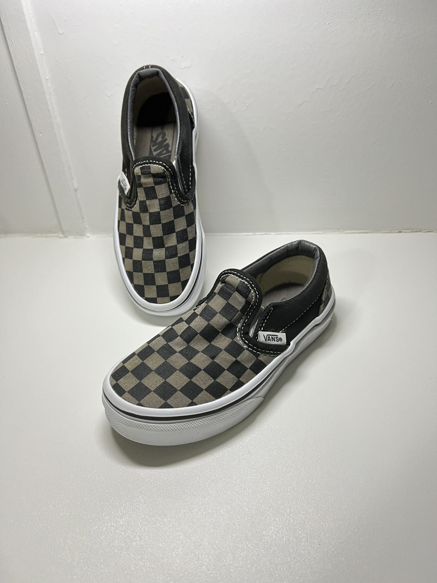 Vans Authentic slipon sneakers gray black checkered shoes 11.5