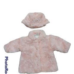Fur Pink Jacket And Hat Girl Toddler!! Cute! 