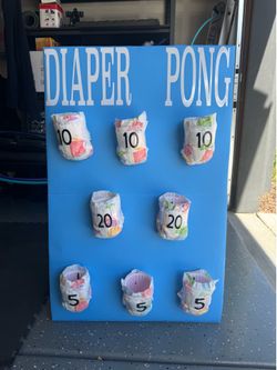 Diaper Pong game for baby shower