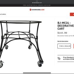 NEW Komodo Joe Decorative Cart Trolly Casters BJ-MC24 - DECORATIVE METAL CART