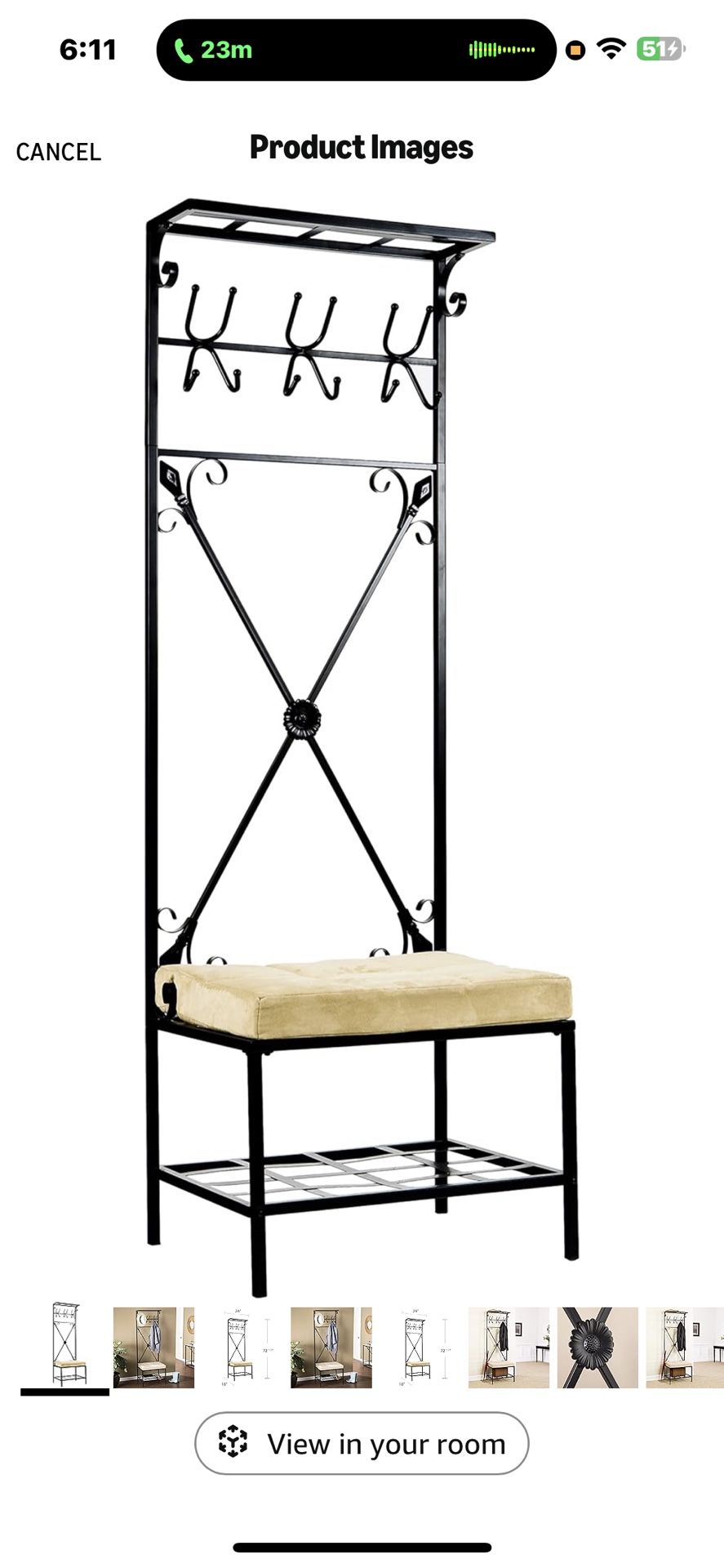 SEI Furniture Bench and Storage Rack, Black Textured Powder-Coat