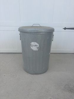 Galvanized Metal Garbage Can with Lid