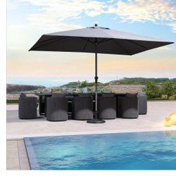 New!! PURPLE LEAF Aluminum Outdoor Market Umbrella Patio Table Umbrella 9 x 11- Grey