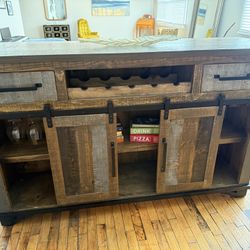 Industrial Wood Wine Bar Cabinet – Storage + Wine Rack – $300 OBO
