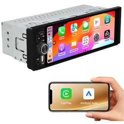 Single Din Car Stereo Radio Upgrade with CarPlay & Android Auto/6.36 Inch HD Touch Screen/Bluetooth/USB Type-C/SWC/EQ/FM Radio/External Mic