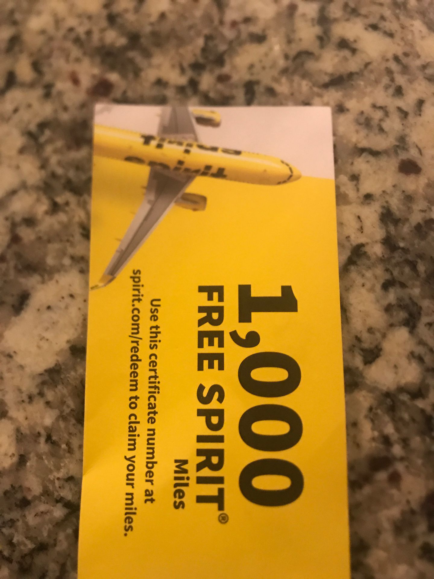 1000 miles Spirit voucher.. Can be used for any destination
