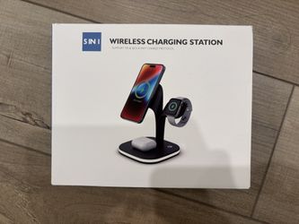 5 in 1 Wireless Charging Station For Apple iPhone Watch AirPods Black Magnetic …