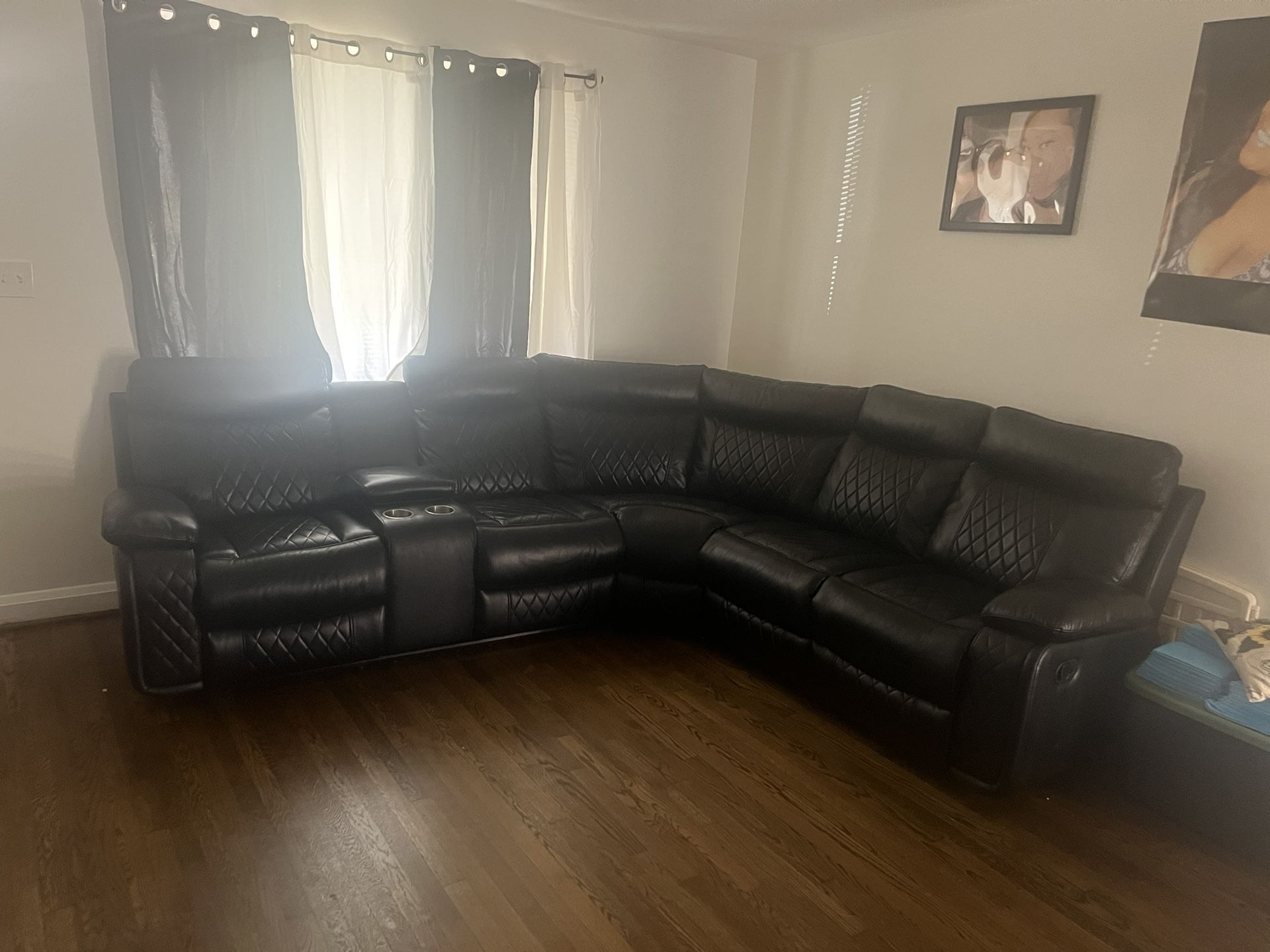 Leather Sectional Cup Holder And Recliner