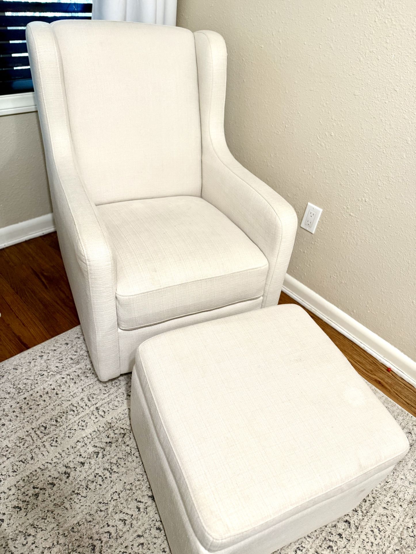 Cream Wingback Glider and Ottoman Set