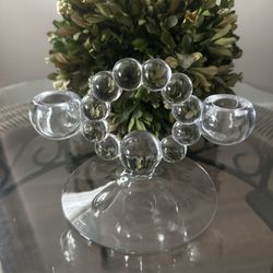 Art Deco Hughes Cornflower Imperial Candlewick Double Light Candlestick - Candle Holder 1930's.