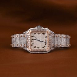 Cartier Men’s Moissanite Watch ICED OUT, PASSES DIAMOND TESTER(SEALED IN BAG) 