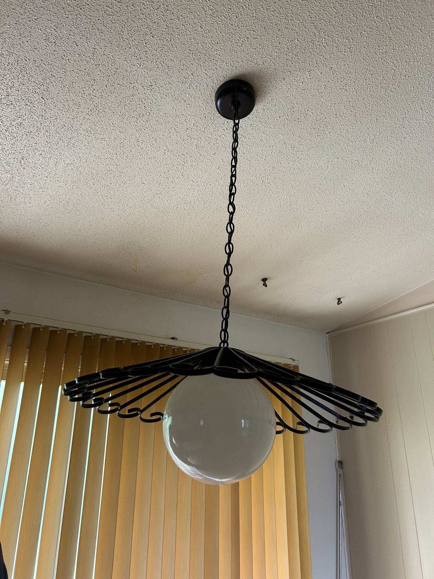 Modern Wrought Iron Pendant Light With Glove Shade