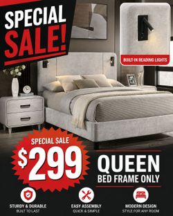 Brand new Freya 5272lg lighted upholstered queen size bed frame special