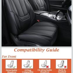 NEW - Coverado Car Seat Covers Full Set (Front & Back) Waterproof, Black Leather