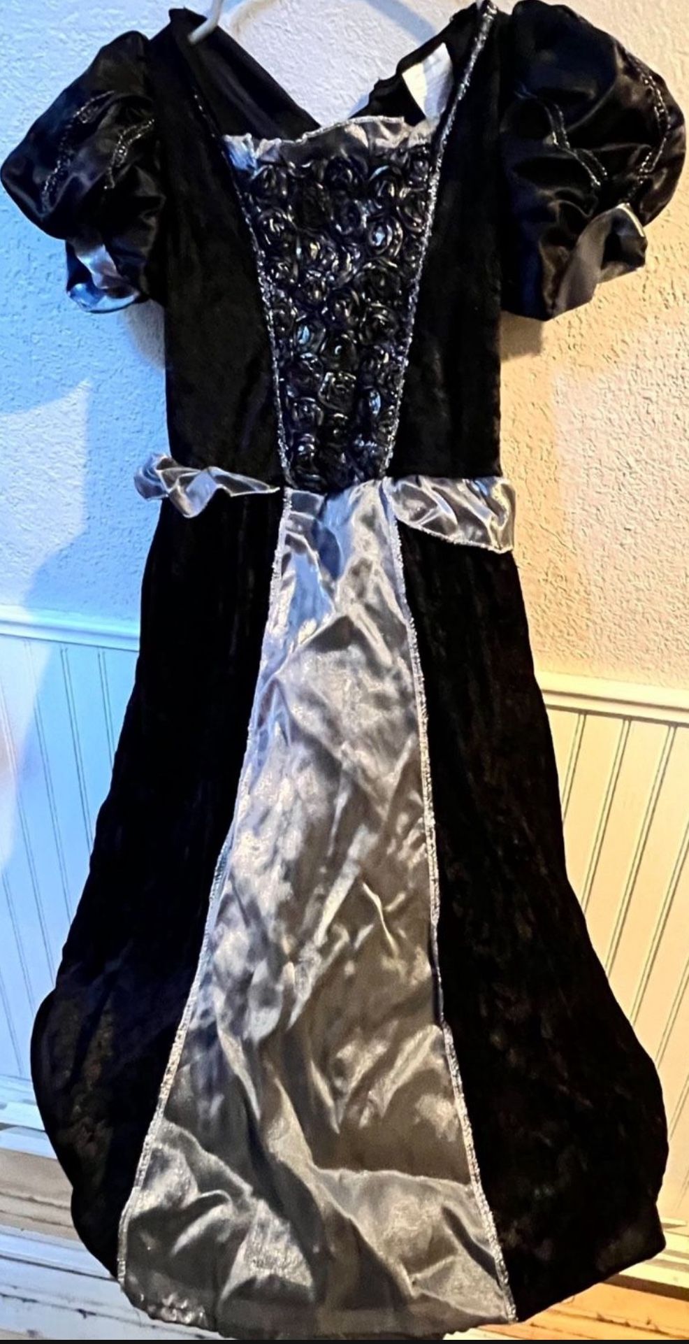 Halloween Girls Black Silver Witch Dress Costume