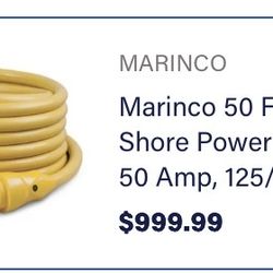 50AMP MARINCO EEL 50’ POWER CORD 1 YEAR OLD $500.00