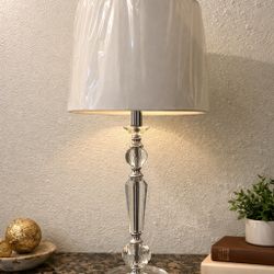 Elegant Crystal & Chrome Table Lamp – New Condition w/ Protective Cover | Modern Luxury Style