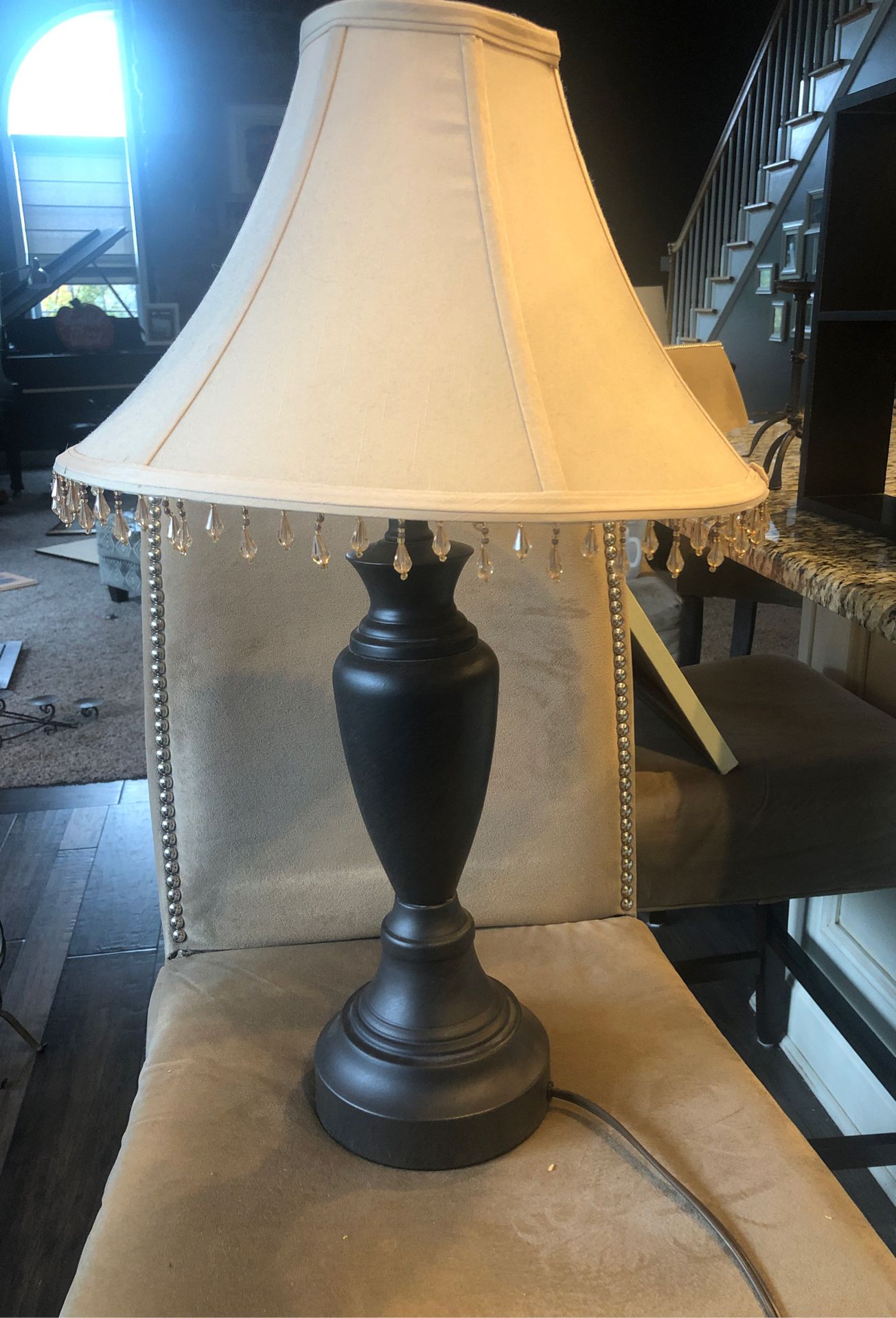 Lamp with champagne colored crystals