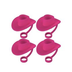 Set of 4 Pink Cowgirl Hats Straw Covers Compatible With Stanley & More 30-40oz