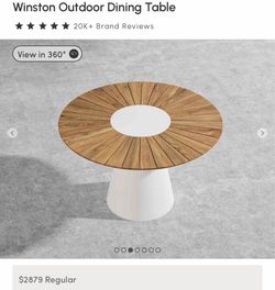 The Winston Outdoor Dining Table has a unique aesthetic, borrowing elements from both the mid-century modern style as well as from contemporary minima