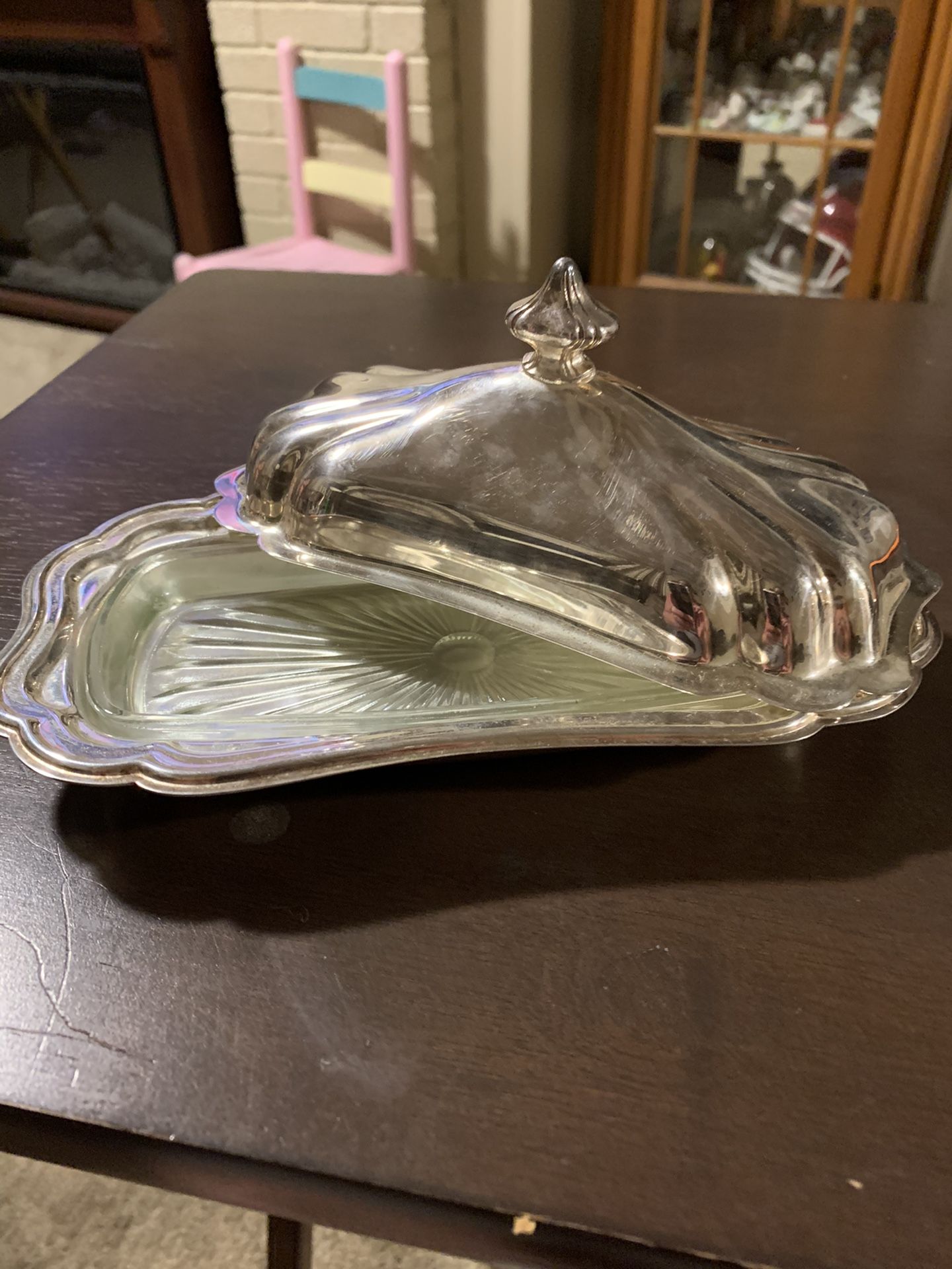 Gorham YH18 Silverplate covered butter dish with glass insert