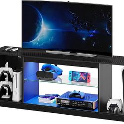Bestier 58 inch Gaming Entertainment Center for PS5, LED TV Stand with Cabinet for 65 Inch TV