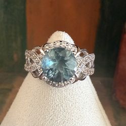 BBJ 925 Sterling Silver Blue Stone Ring 