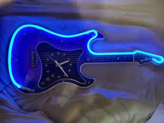 Neon lighted guitar 🎸 with clock