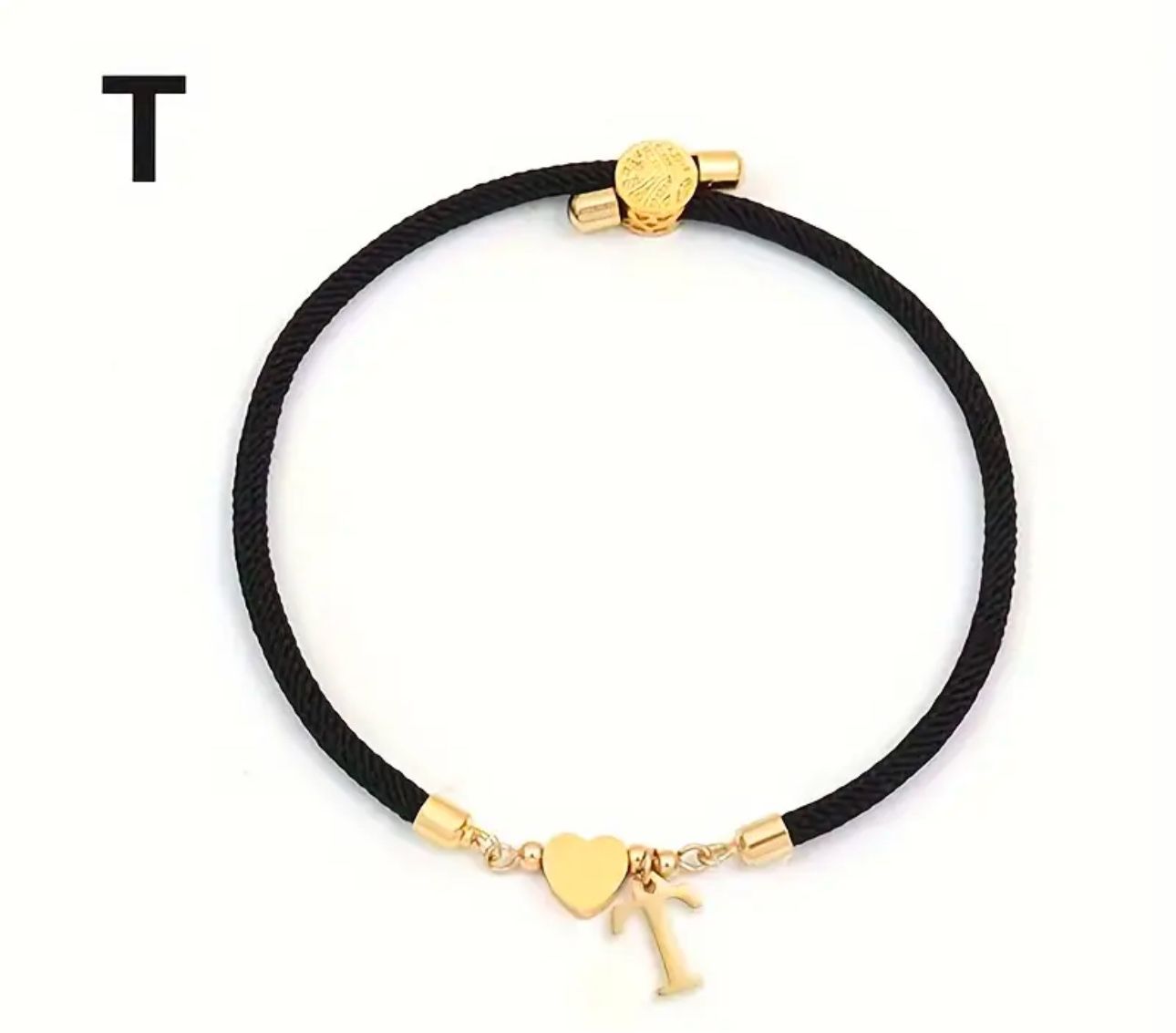 Gold and Black Initial Bracelet (T)