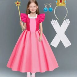 New Princess Peach Costume With Accessories 