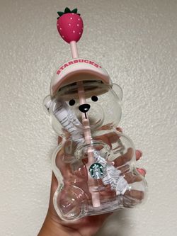 Starbucks Bearista Pink Glass Cup