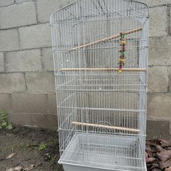 White Metal Bird Cage 