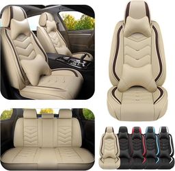 Seat Covers for KIA Soul 2010-2025, Premium Nappa Leather Car Seat Cover, Stylish Sport Seat Covers, Automobile Seat Cover Sets.(Luxury 5 Seats/Beige)