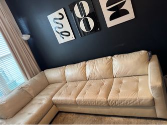 Natuzzi Edition Cream Leather Sectional