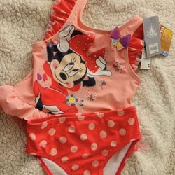 Pink -Minnie Mouse Girls 2pc Bathing Suit Set 