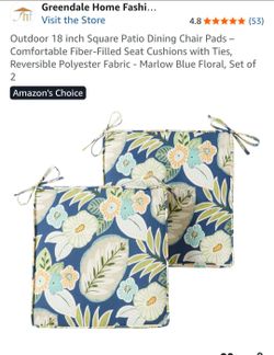 Outdoor 18 inch square patio dining chair pads