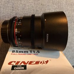 Rokinon 85mm T1.5 Full Frame Cine Lens Canon EF