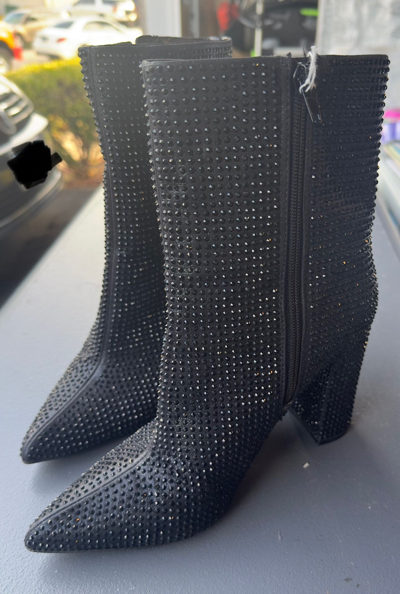 Mix no. 6, Black Rhinestone Ankle Boots