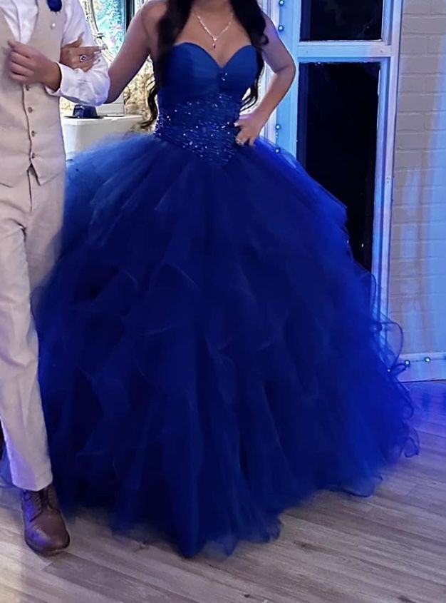 Corset Quinceanera Dress Royal Blue With Kan Kan
