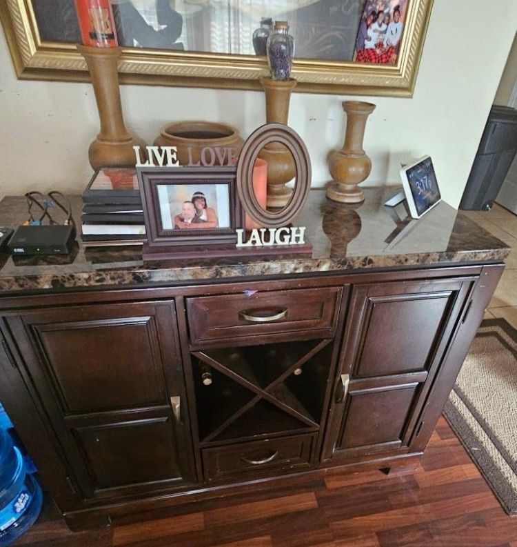 Dining Room Table And Wine Stand With Drawers