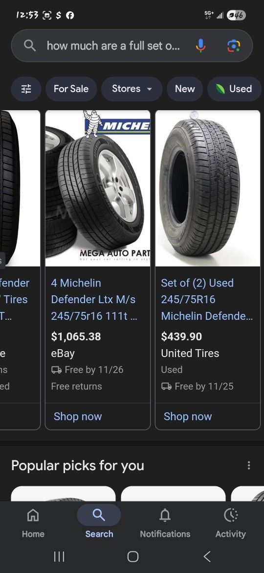 Set Of 4) 245/75R16. Michelin defenders