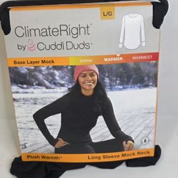 Climate Right By Cuddl Duds Base Layer Mock Neck Thermal Womens Large Black 