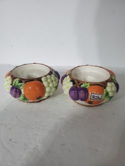 Vintage 1992 Fitz And Floyd Ceramic Candle Holders 