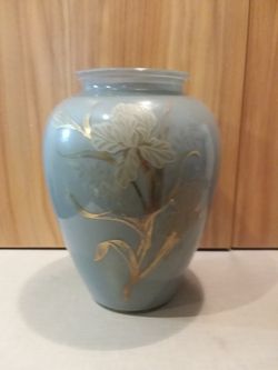 Gray & Gold Glass Flower Vase