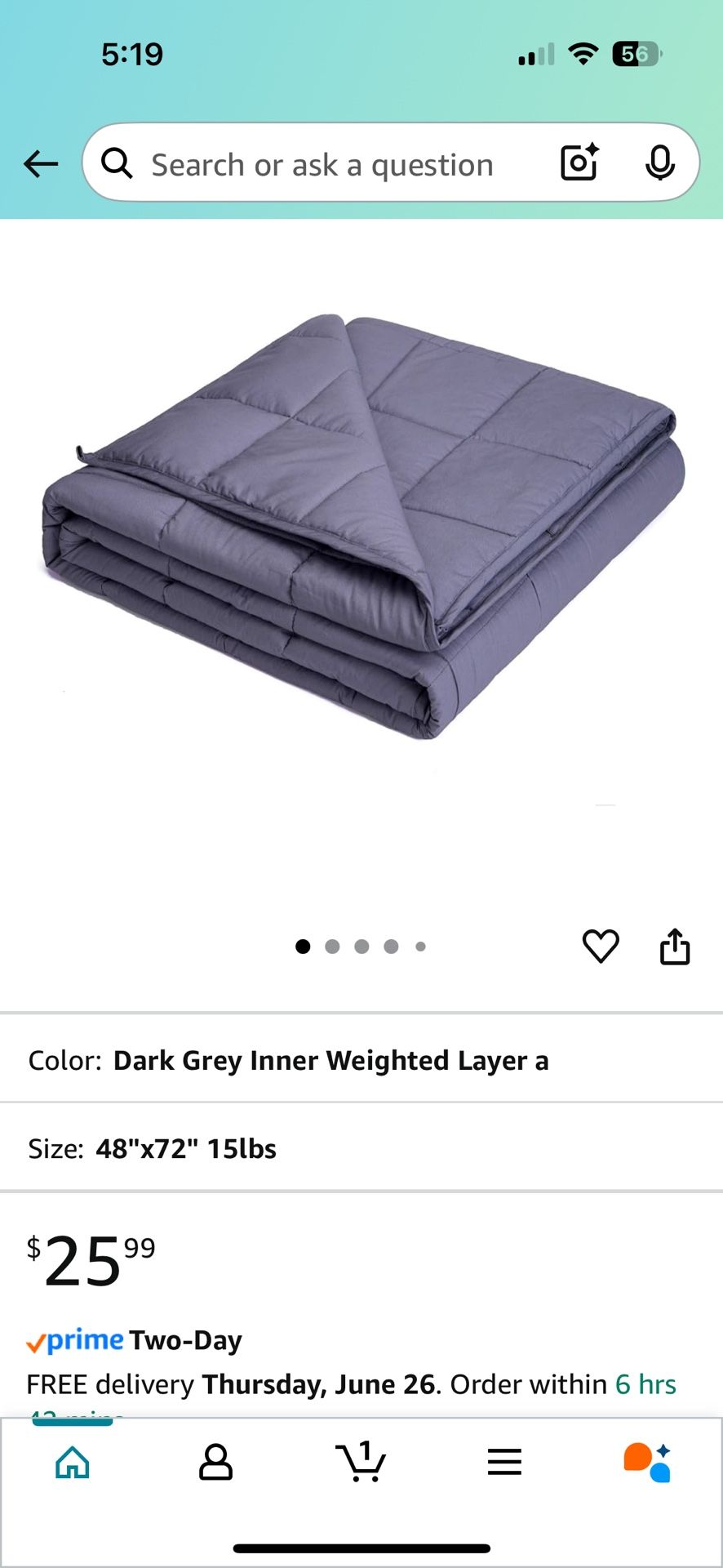 72”x48” 15 Lb Weighted Blanket