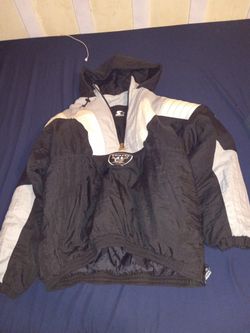 Vintage 90s Raiders Half Zip Starter Puffer Jacket